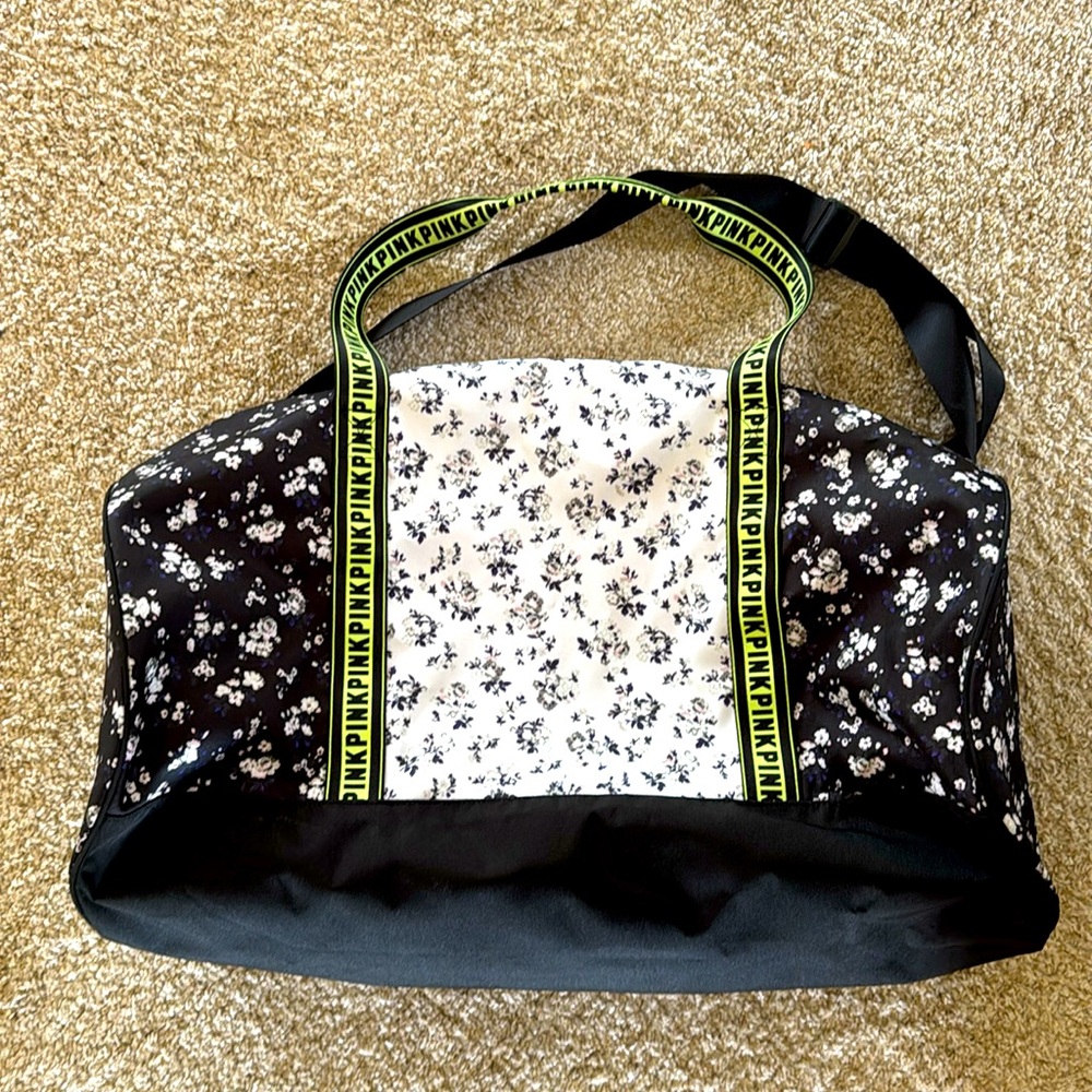 Floral Black and White Duffel Bag - Picture 3 of 3